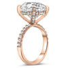 Anna | Elongated Cushion Hidden Halo Pave 14K Rose Gold Moissanite Engagement Ring - Diamond Daughters, Top View