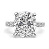 Anna | Elongated Cushion Hidden Halo Pave 14K White Gold Moissanite Engagement Ring - Diamond Daughters, Front View