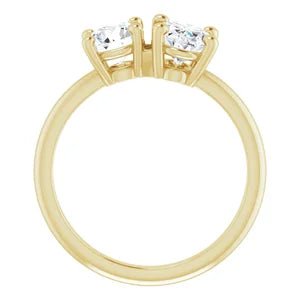 Ariana Toi Et Moi Round & Oval 14K Yellow Gold Moissanite Engagement Ring - Diamond Daughters, Top View