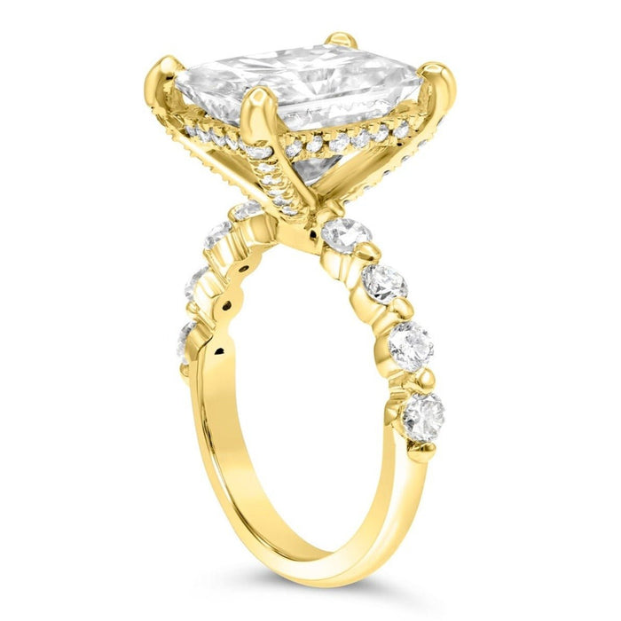 Brooke | Radiant Moissanite Hidden Halo Accent Stone 14K Yellow Gold  Engagement Ring - Diamond Daughters, Top Side View