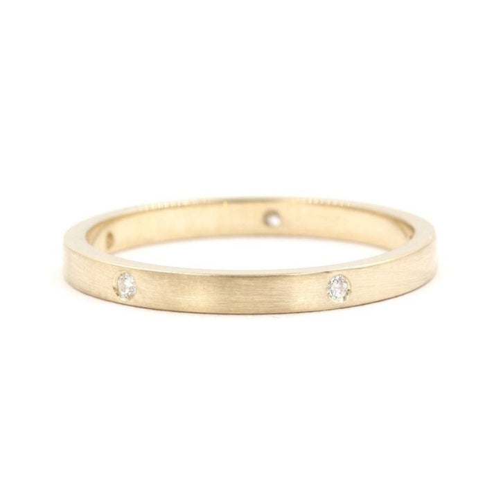 Brushed Satin Stackable Diamond Ring 14K Gold - Diamond Daughters