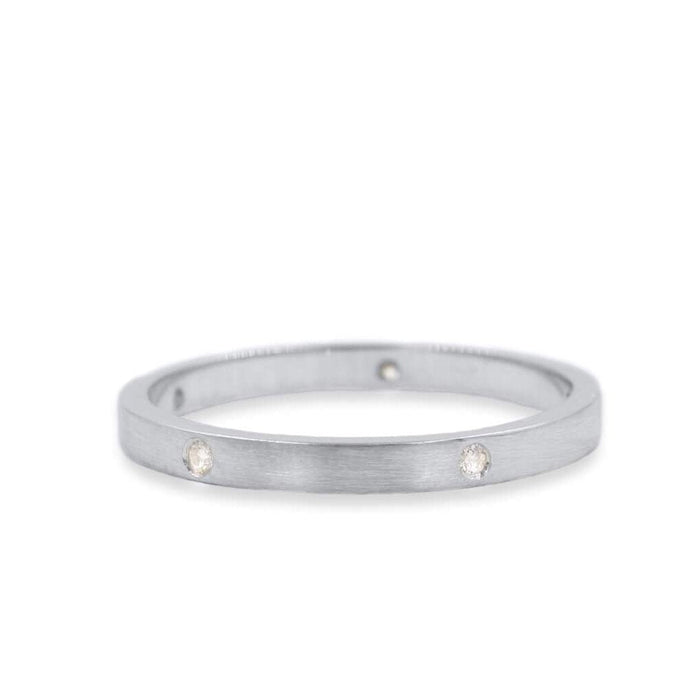 Brushed Satin Stackable Diamond Ring 14K Gold - Diamond Daughters