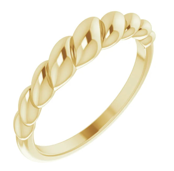 Camila | Twisted 14K Yellow Gold Wedding Band - Diamond Daughters, Top Side View