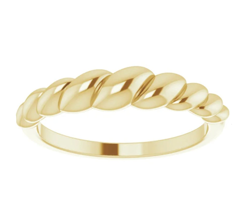 Camila | Twisted 14K Yellow Gold Wedding Band - Diamond Daughters, Front View