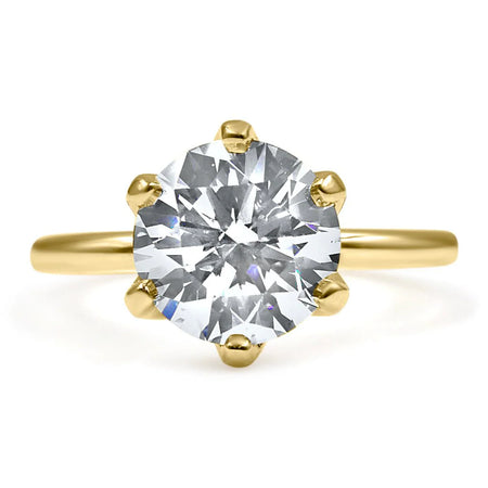 Catherine | Round Cut 6 Prong 14K Yellow Gold Engagement Ring - Diamond Daughters, Front View