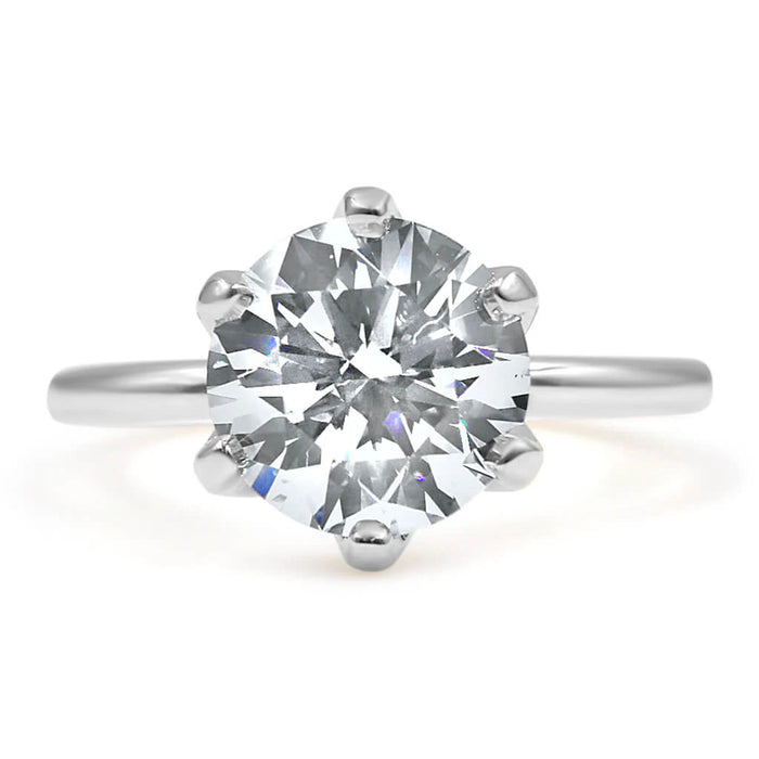 Catherine | Round Cut 6 Prong 14K White Gold Engagement Ring - Diamond Daughters, Front View