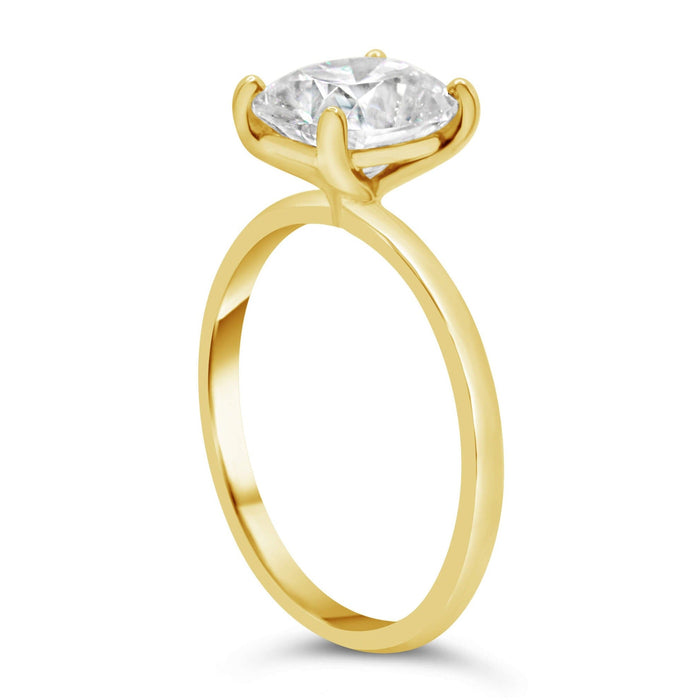 Elongated Cushion Moissanite Solitaire 14k Yellow Gold Engagement Ring - Diamond Daughters, Front Side View