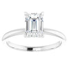 Emerald Moissanite Solitaire 14k White Gold Engagement Ring - Diamond Daughters. Front View