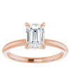 Emerald Moissanite Solitaire 14K Rose Gold Engagement Ring - Diamond Daughters, Front View