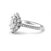 Emilia | Oval Halo Moissanite Shank Accent Stones 14K White Gold  Engagement Ring - Diamond Daughters, Side View