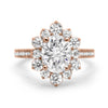 Emilia | Oval Halo Moissanite  Shank Accent Stones 14K Rose Gold   Engagement Ring - Diamond Daughters, Front View