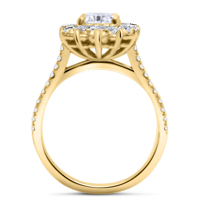 Emilia | Oval Halo Moissanite Shank Accent Stones 14K Yellow Gold  Engagement Ring - Diamond Daughters, Side vIew