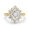 Emilia | Oval Halo Moissanite Shank Accent Stones 14K Yellow Gold Engagement Ring - Diamond Daughters