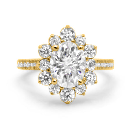 Emilia | Oval Halo Moissanite Engagement Ring - Diamond Daughters