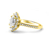 Emilia | Oval Halo Moissanite Shank Accent Stones 14K Yellow Gold Engagement Ring - Diamond Daughters, Side View