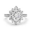 Emilia | Oval Halo Moissanite Shank Accent Stones 14K White Gold Engagement Ring - Diamond Daughters, Front View