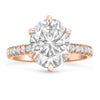 Henna | Oval Cut Hidden Halo Pave Band 14K Rose Gold Engagement Ring - Diamond Daughters, Front View