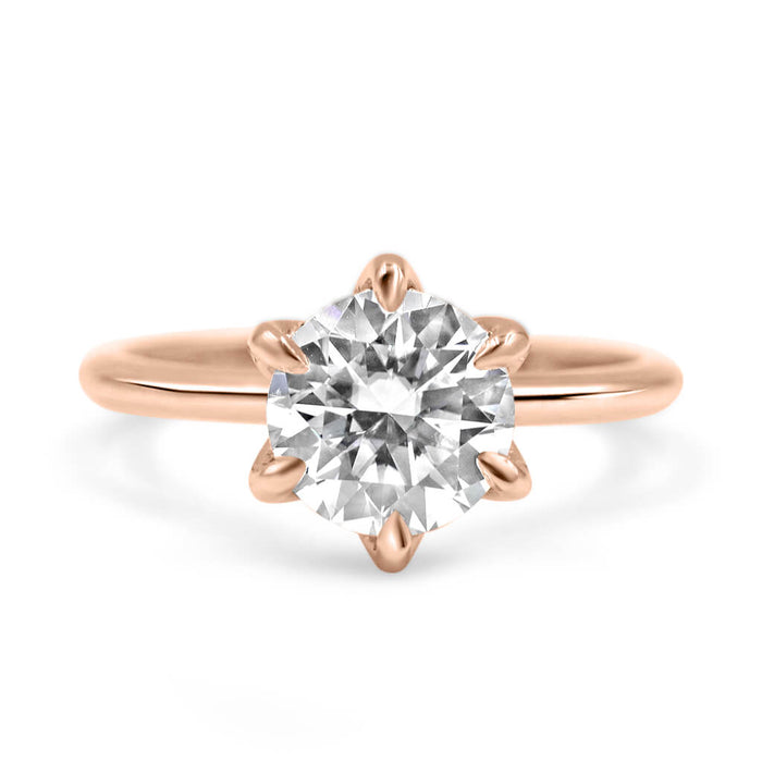 Jade | Round Hidden Halo 14K Rose Gold Moissanite Engagement Ring - Diamond Daughters, Front View