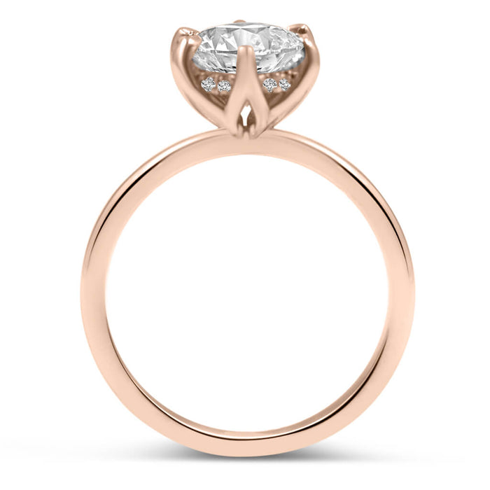 Jade | Round Hidden Halo 14K Rose Gold Moissanite Engagement Ring - Diamond Daughters, Top View