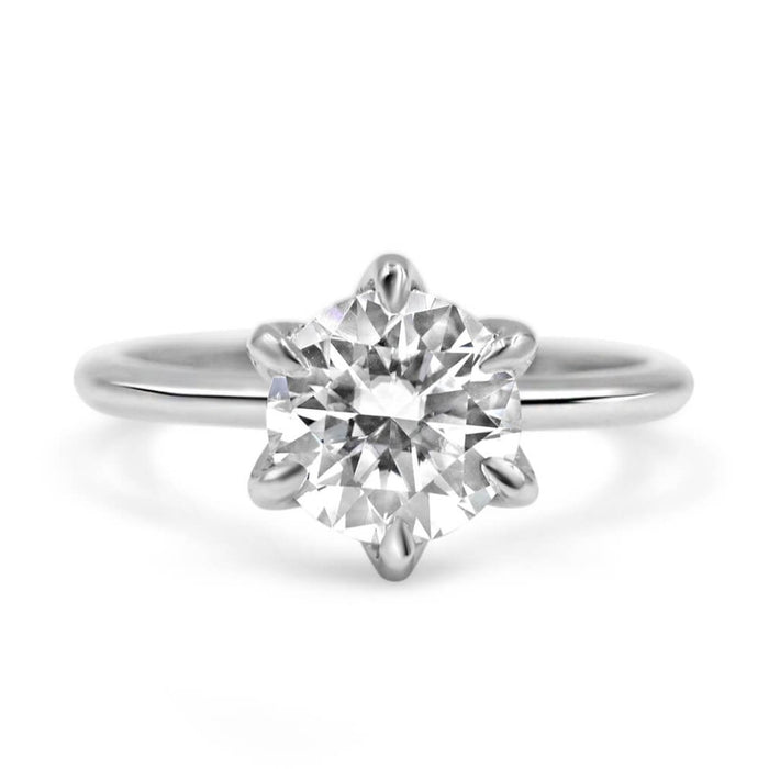 Jade Round Moissanite 14K White Solitaire Engagement Ring 8mm Around 1.90ct - Diamond Daughters, Front View