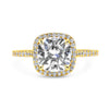 Jasmine | Cushion Halo Moissanite 14k Yellow Gold Engagement Ring - Diamond Daughters, Front View