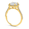 Jasmine | Cushion Cut Halo Diamond Band 14K Yellow Gold Engagement Ring - Diamond Daughters, Top Side View