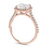 Jasmine | Cushion Cut Halo Diamond Band 14K Rose Gold Engagement Ring - Diamond Daughters, Front View