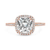 Jasmine | Cushion Cut Halo Diamond Band 14K Rose Gold Engagement Ring - Diamond Daughters, Front View