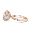 Jaymi | Elongated Cushion Halo Hidden Halo Accent And Prong Diamonds 14K Rose Gold Moissanite Engagement Ring - Diamond Daughters, Side View