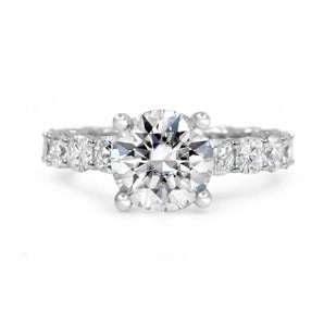 Jena | Round Cut Eternity Cushion 14K White Gold Engagement Ring - Diamond Daughters, Front View