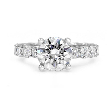 Jena | Round Cut Eternity Cushion 14K White Gold Engagement Ring - Diamond Daughters, Front View