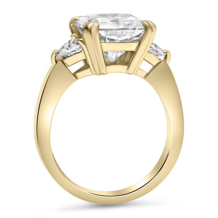 Jessica | Radiant Moissanite Two Trillion accent stones 14K Yellow Gold Engagement Ring - Diamond Daughters, Top View