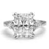 Jessica | Radiant Moissanite Two Trillion accent stones 14K White Gold Engagement Ring - Diamond Daughters, Front View