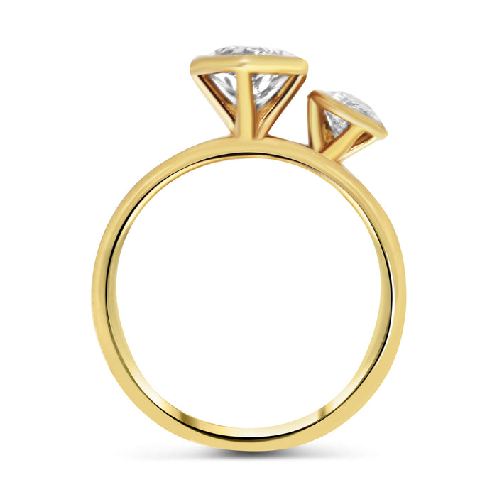 Jessica Toi Et Moi | Marquise 14K Yellow Gold Moissanite Engagement Ring - Diamond Daughters, Top View