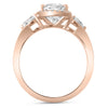 Jordyn | Oval Halo Moissanite Two Pear Accent Stone 14K Rose Gold Engagement Ring - Diamond Daughters, Top View