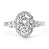 Jordyn | Oval Halo Moissanite Two Pear Accent Stone 14K White Gold   Engagement Ring - Diamond Daughters, Front View