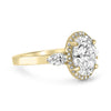 Jordyn | Oval Halo Moissanite Two Pear Accent Stone 14K Yellow Gold  Engagement Ring - Diamond Daughters, Side View