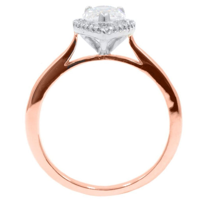 JULIE | Pear Shape Halo Cathedral Engagement Ring - Diamond Daughters