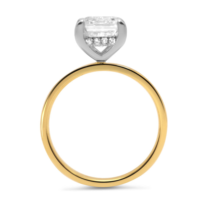 Karla | Emerald Moissanite Solitaire 14K Yellow Gold  Engagement Ring - Diamond Daughters, Top View