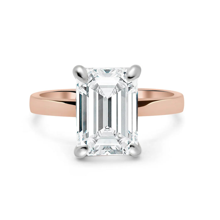 Karla | Emerald Hidden Halo 14K Rose Gold Engagement Ring - Diamond Daughters, Front View