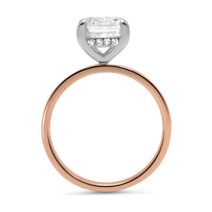 Karla | Emerald Moissanite Solitaire 14K  Rose Gold Engagement Ring - Diamond Daughters, Top VIew