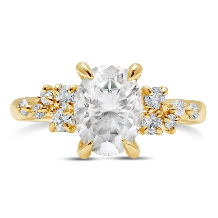 Kate | Oval Moissanite Accent Stone 14K Yellow Gold Engagement Ring - Diamond Daughters, Front View