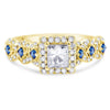 KATIE | Princess Cut Halo Sapphire Engagement Ring - Diamond Daughters