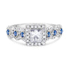 KATIE | Princess Cut Halo Sapphire Engagement Ring - Diamond Daughters