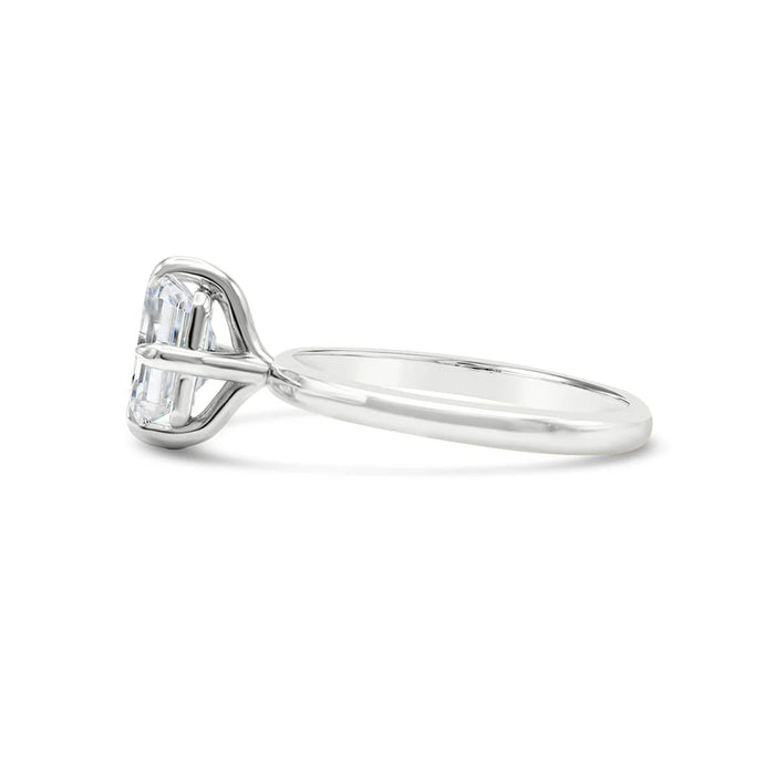 Kayla | Emerald Cut Solitaire 14K White Gold Engagement Ring - Diamond Daughters, Side View