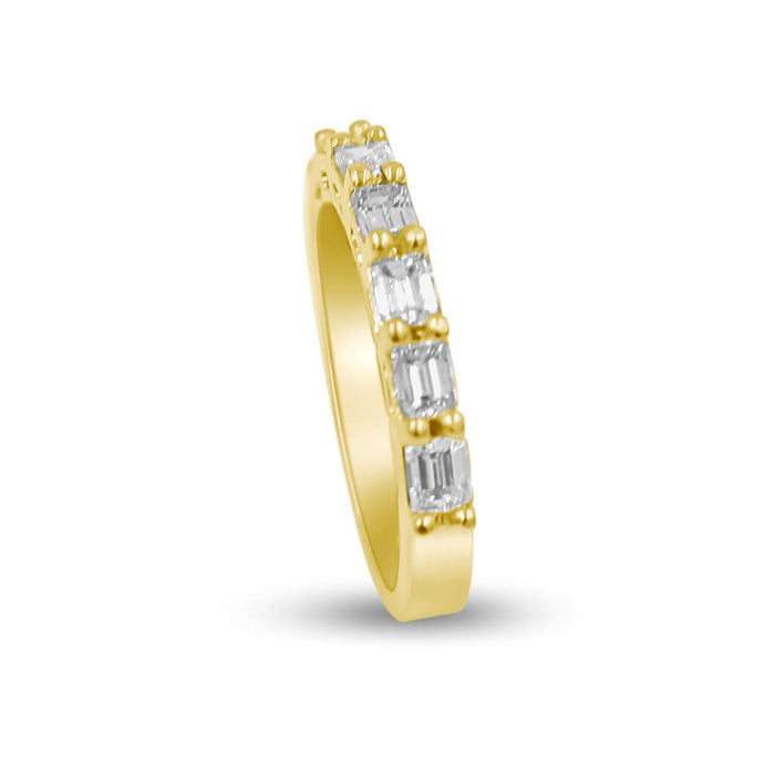 LANA | Horizontal Emeralds Diamond Wedding Band - Diamond Daughters