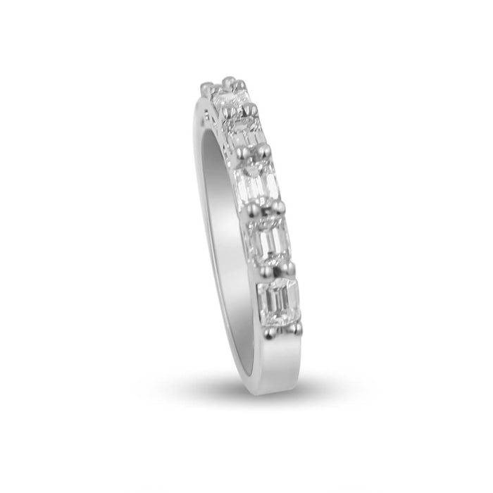 LANA | Horizontal Emeralds Diamond Wedding Band - Diamond Daughters