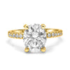 Larissa | Oval Moissanite Pave Band Hidden Halo Diamond 14K Yellow Gold Moissanite Engagement Ring - Diamond Daughters, Front View