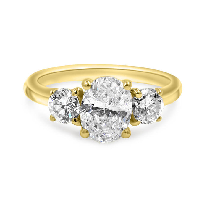 LEILANI | Oval & Round Three Stone Engagement Ring - Diamond Daughters