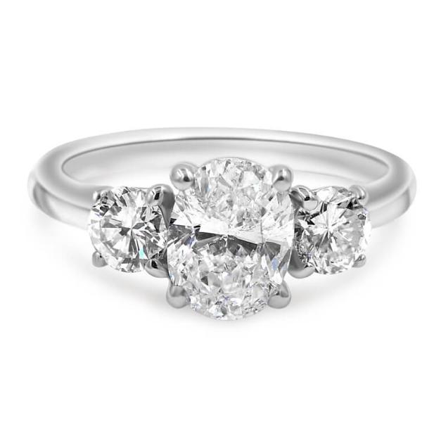 LEILANI | Oval & Round Three Stone Engagement Ring - Diamond Daughters